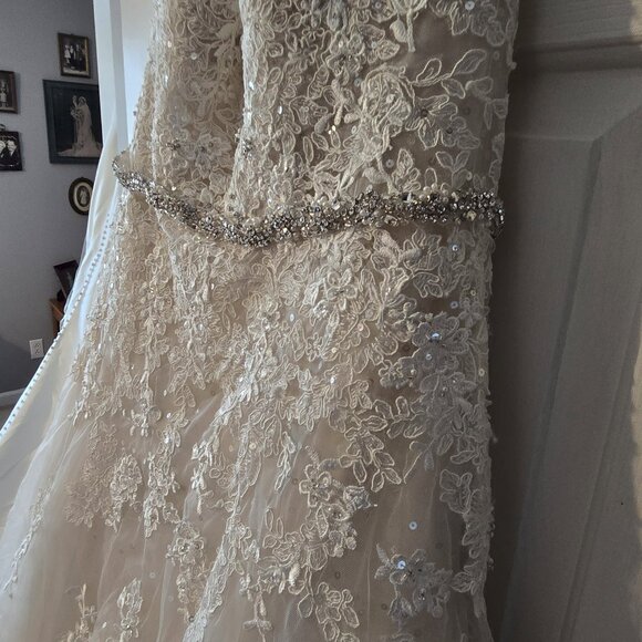 Beautiful Studded/Lace Up Strapless Wedding Dress - Picture 5 of 9